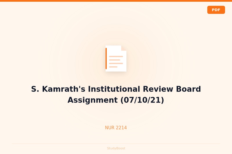 S. Kamrath's Institutional Review Board Assignment (07/10/21)
