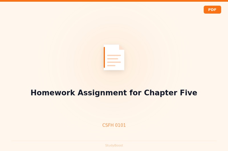 Homework Assignment for Chapter Five