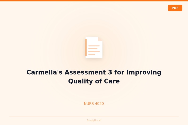 Carmella's Assessment 3 for Improving Quality of Care