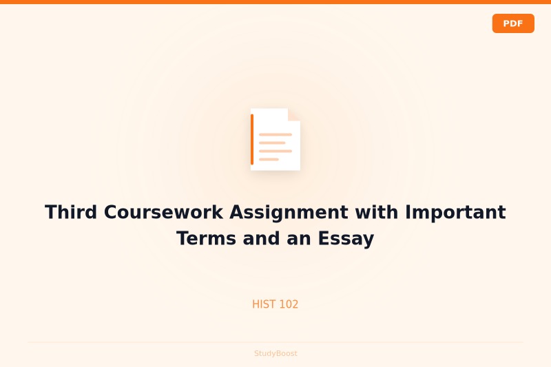 Third Coursework Assignment with Important Terms and an Essay