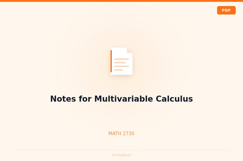 Notes for Multivariable Calculus