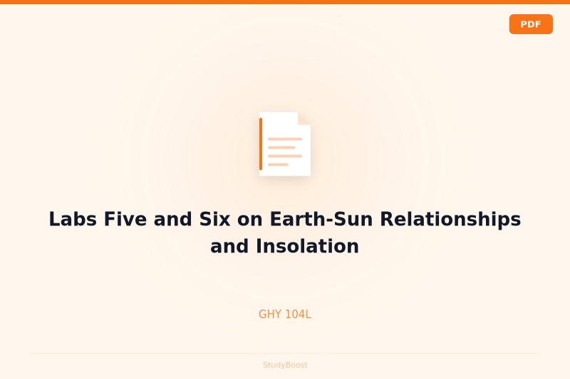 Labs Five and Six on Earth-Sun Relationships and Insolation