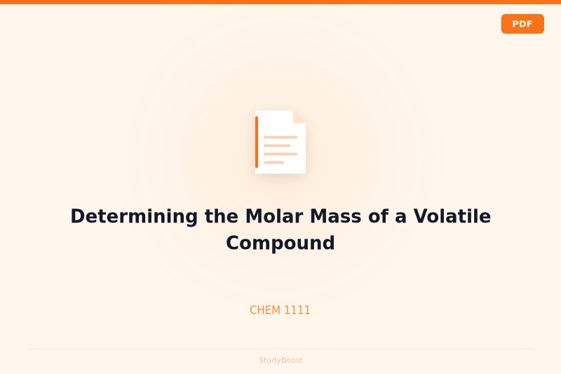 Determining the Molar Mass of a Volatile Compound