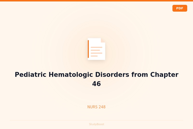 Pediatric Hematologic Disorders from Chapter 46