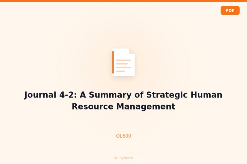 Journal 4-2: A Summary of Strategic Human Resource Management