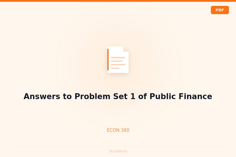 Answers to Problem Set 1 of Public Finance