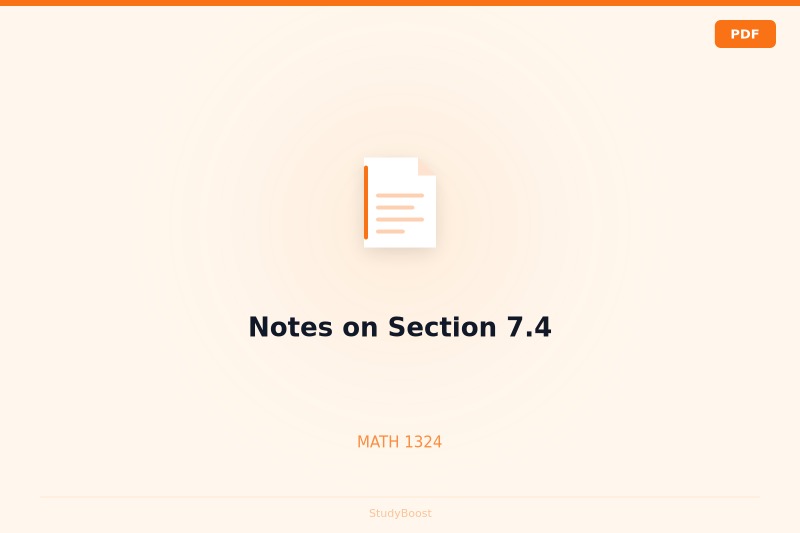 Notes on Section 7.4