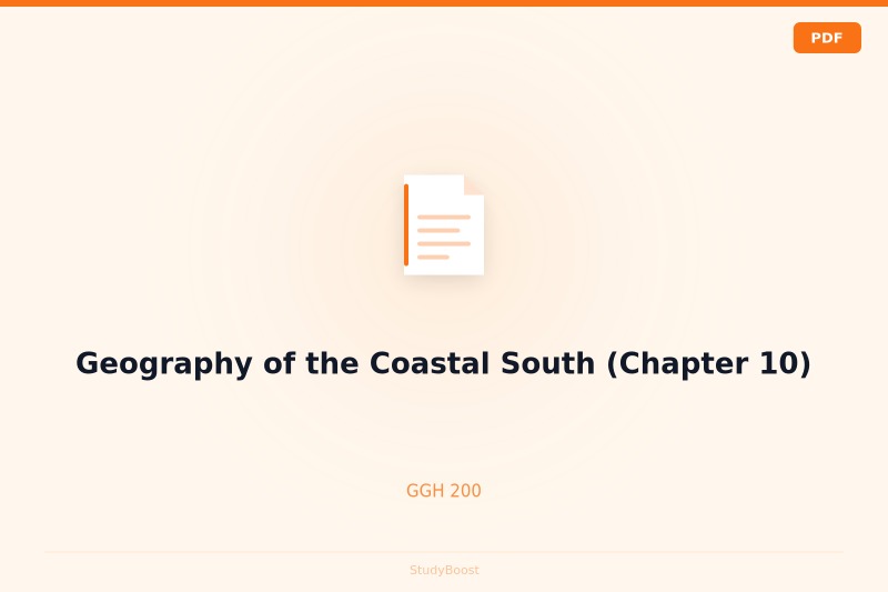 Geography of the Coastal South (Chapter 10)