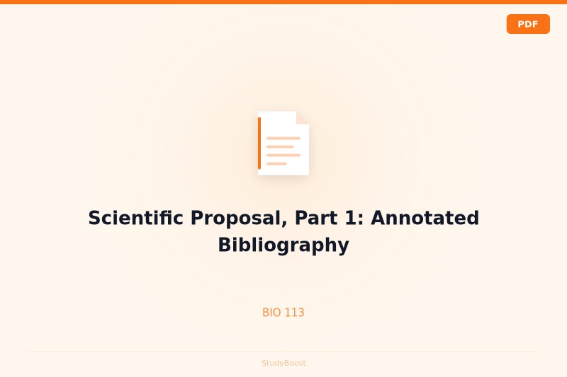 Scientific Proposal, Part 1: Annotated Bibliography