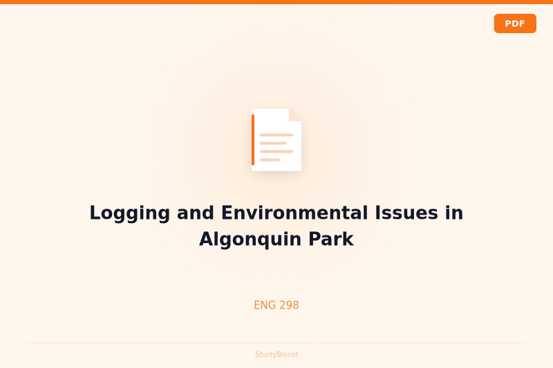 Logging and Environmental Issues in Algonquin Park