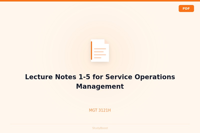 Lecture Notes 1-5 for Service Operations Management