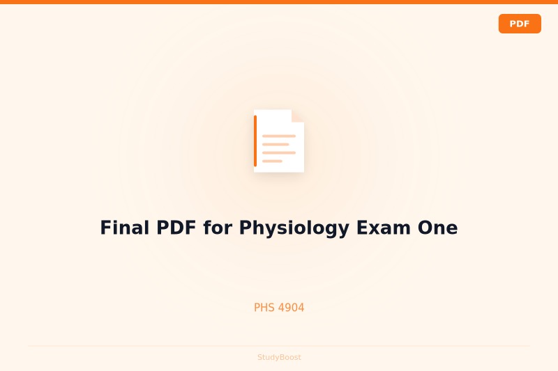 Final PDF for Physiology Exam One