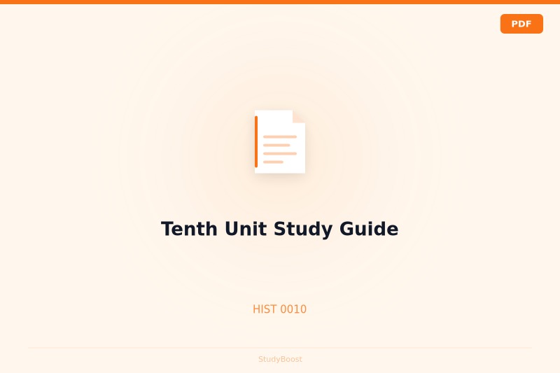Tenth Unit Study Guide
