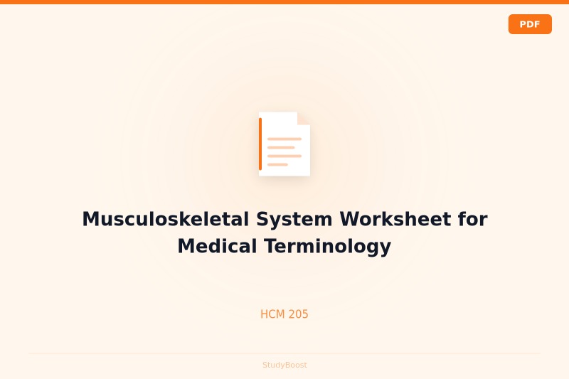 Musculoskeletal System Worksheet for Medical Terminology