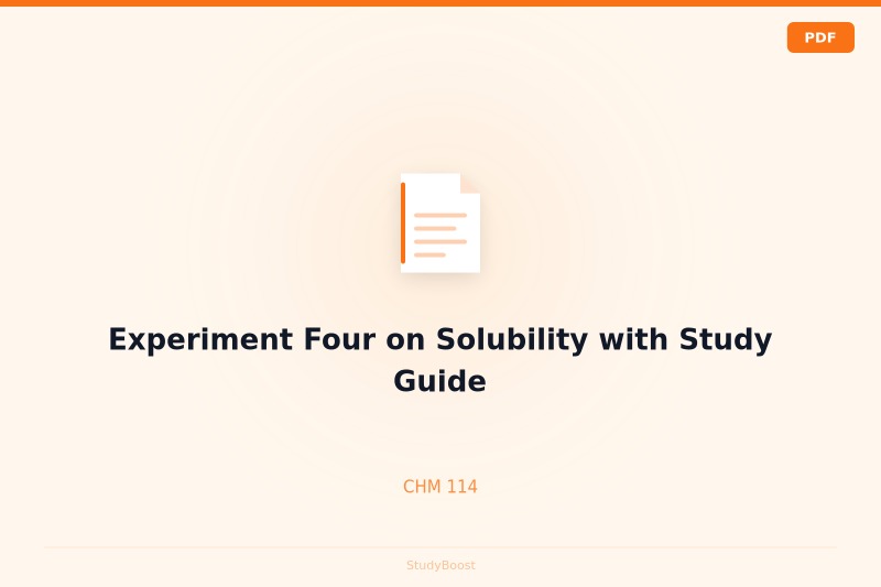Experiment Four on Solubility with Study Guide