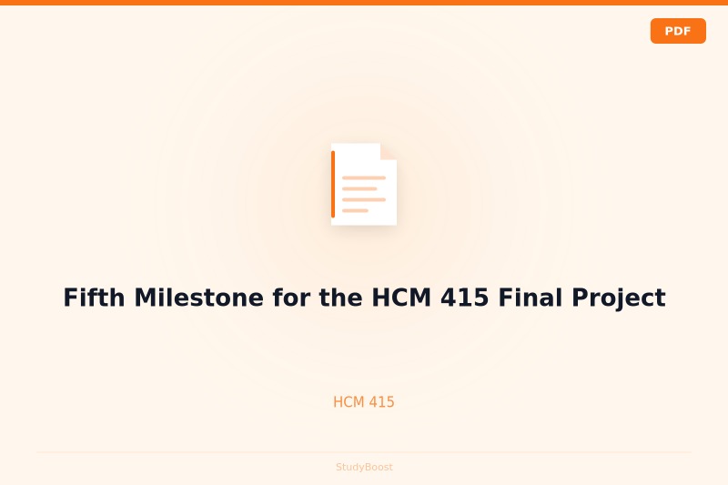 Fifth Milestone for the HCM 415 Final Project