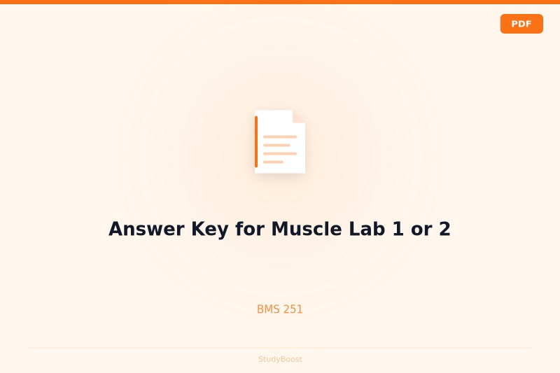 Answer Key for Muscle Lab 1 or 2