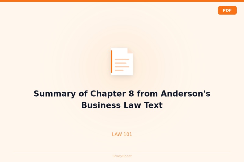 Summary of Chapter 8 from Anderson's Business Law Text