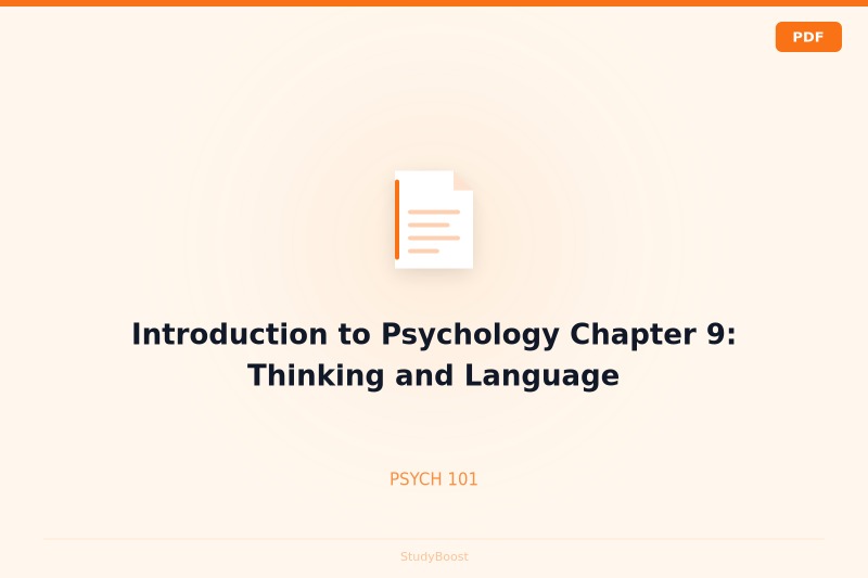 Introduction to Psychology Chapter 9: Thinking and Language