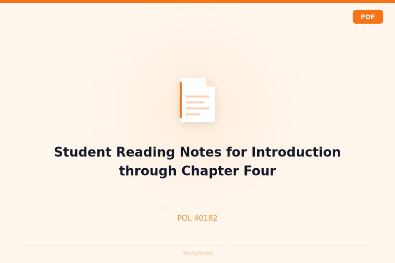 Student Reading Notes for Introduction through Chapter Four