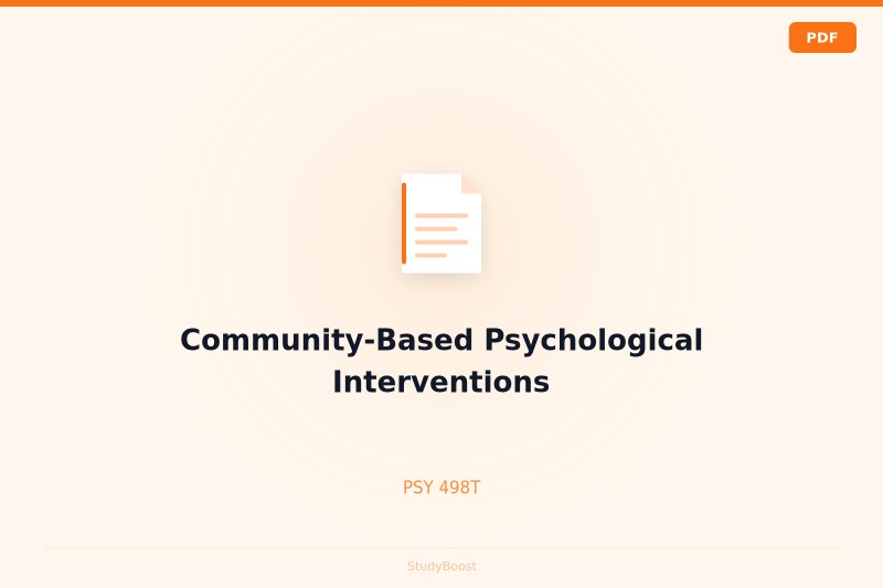 Community-Based Psychological Interventions