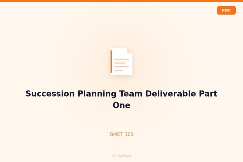 Succession Planning Team Deliverable Part One