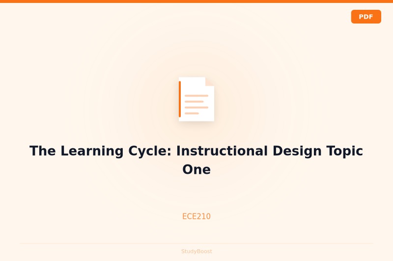 The Learning Cycle: Instructional Design Topic One