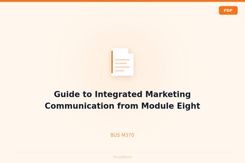 Guide to Integrated Marketing Communication from Module Eight