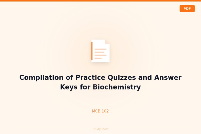 Compilation of Practice Quizzes and Answer Keys for Biochemistry