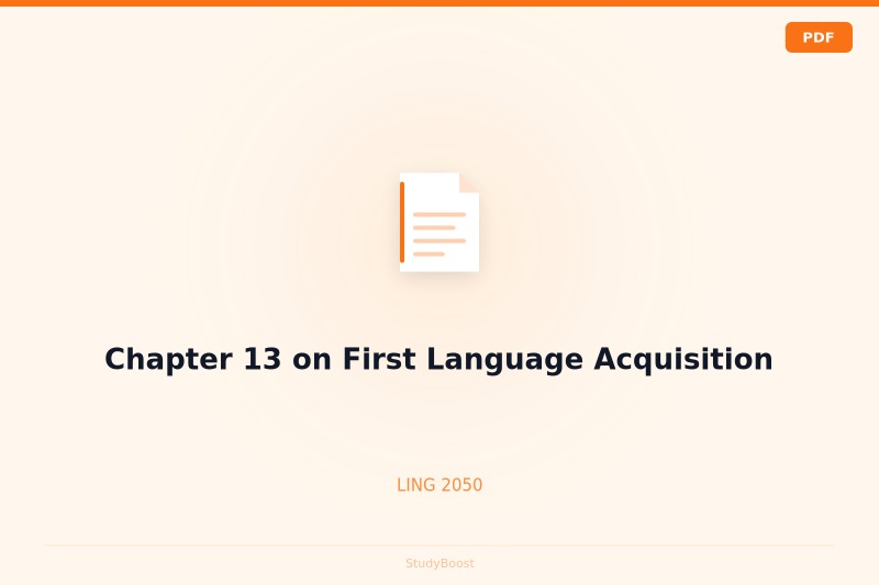 Chapter 13 on First Language Acquisition