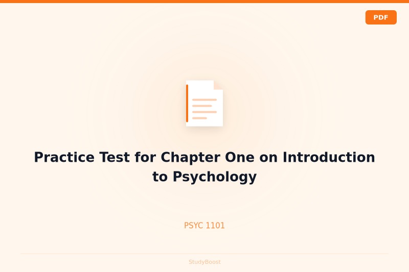 Practice Test for Chapter One on Introduction to Psychology