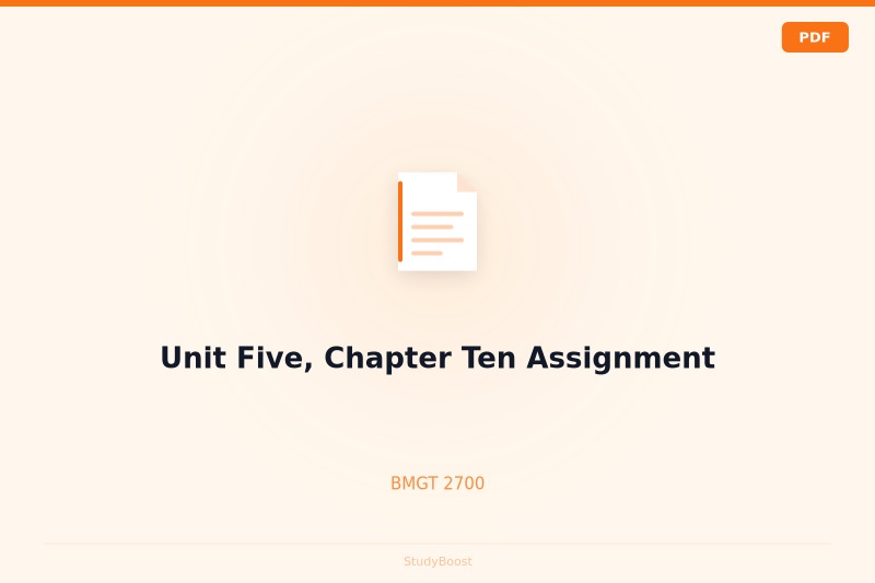Unit Five, Chapter Ten Assignment