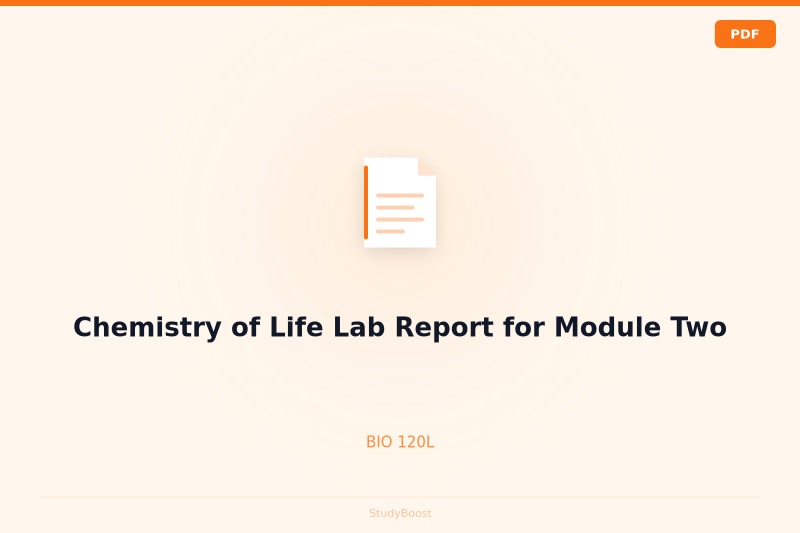 Chemistry of Life Lab Report for Module Two