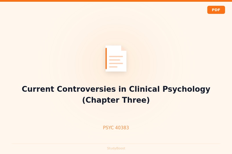 Current Controversies in Clinical Psychology (Chapter Three)