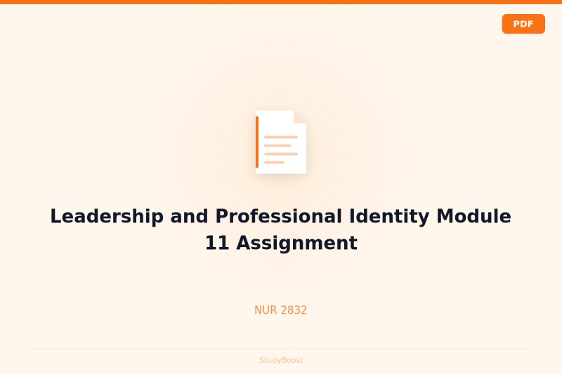 Leadership and Professional Identity Module 11 Assignment