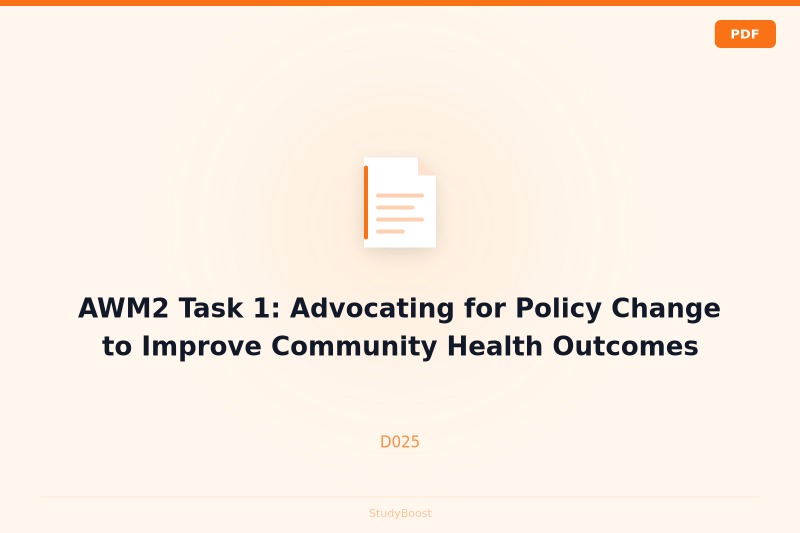 AWM2 Task 1: Advocating for Policy Change to Improve Community Health Outcomes