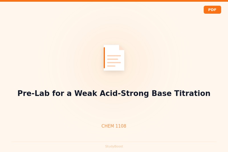 Pre-Lab for a Weak Acid-Strong Base Titration
