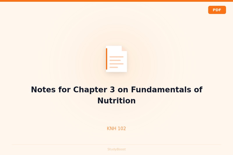 Notes for Chapter 3 on Fundamentals of Nutrition
