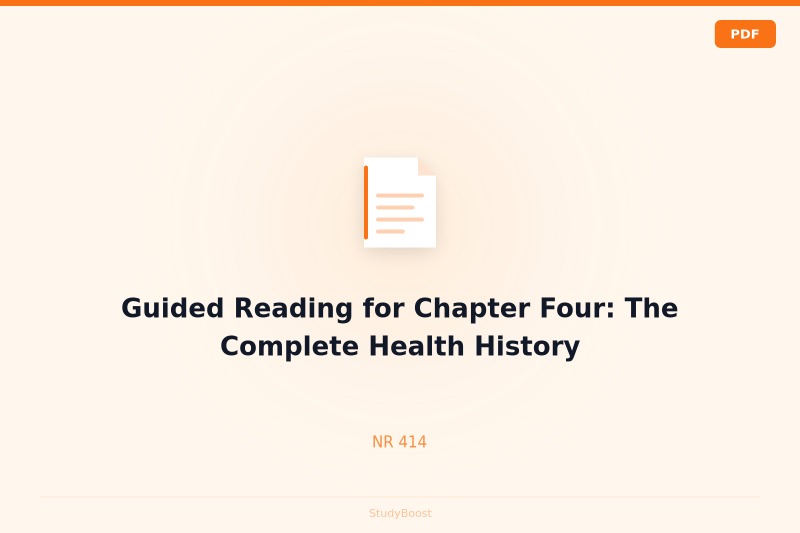 Guided Reading for Chapter Four: The Complete Health History
