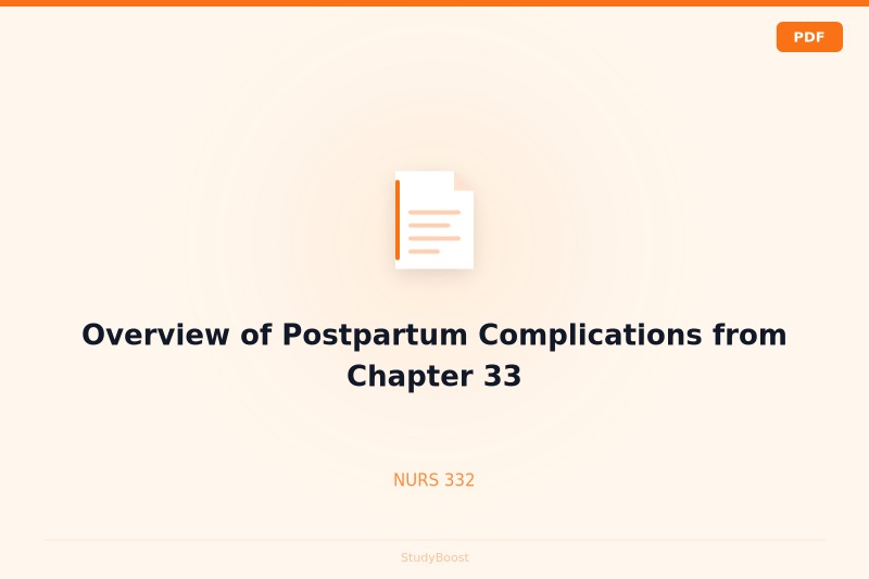 Overview of Postpartum Complications from Chapter 33
