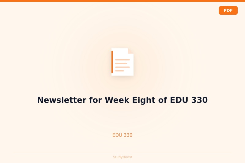 Newsletter for Week Eight of EDU 330