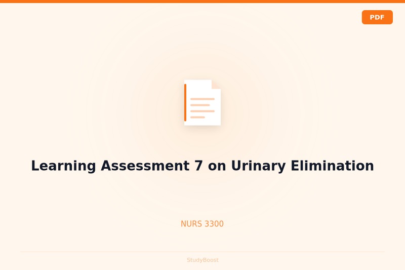 Learning Assessment 7 on Urinary Elimination