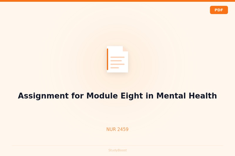 Assignment for Module Eight in Mental Health