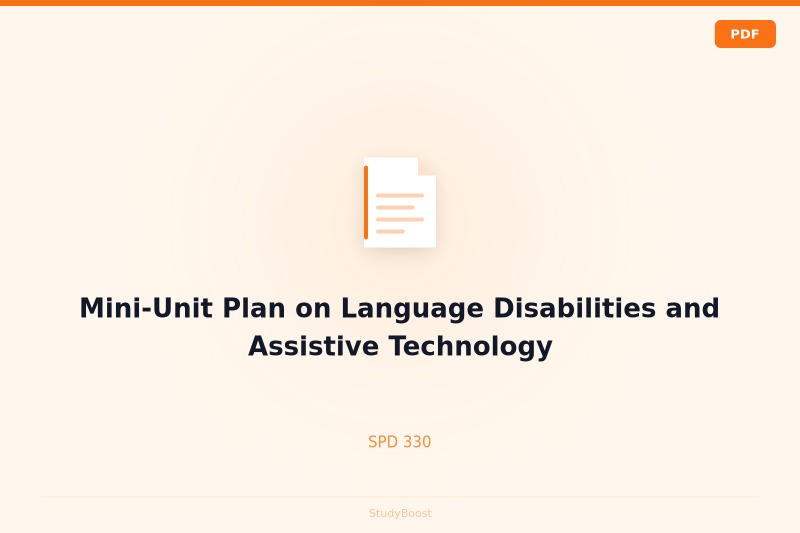 Mini-Unit Plan on Language Disabilities and Assistive Technology