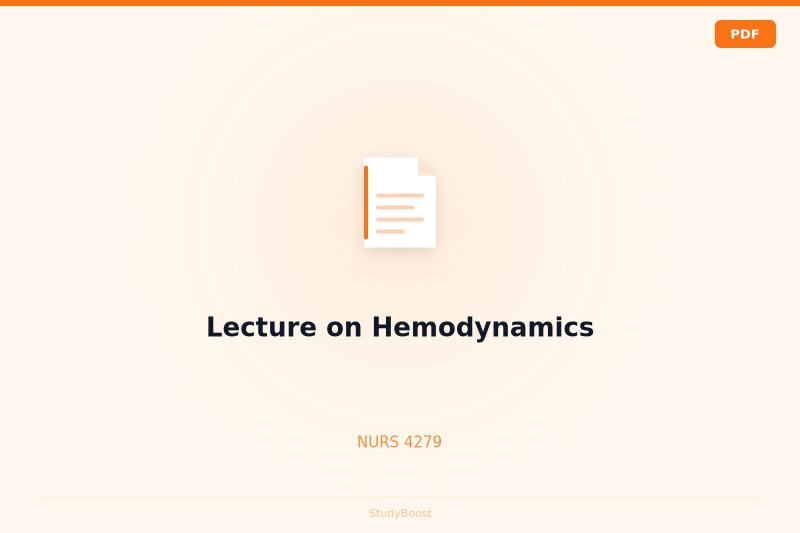 Lecture on Hemodynamics