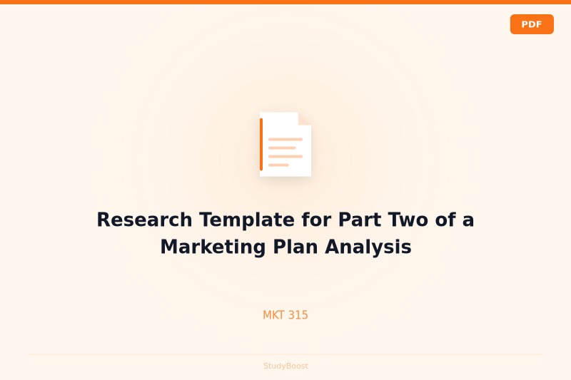 Research Template for Part Two of a Marketing Plan Analysis