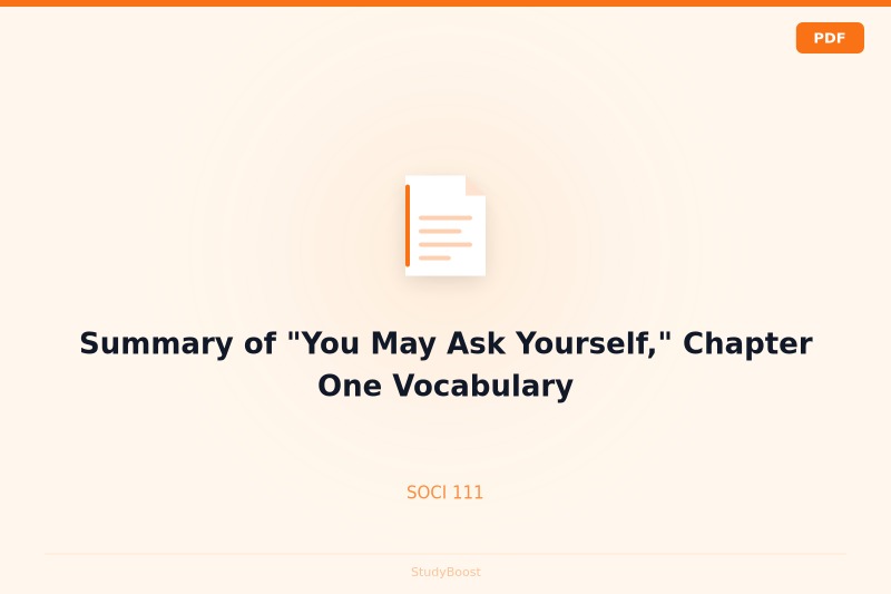 Summary of "You May Ask Yourself," Chapter One Vocabulary