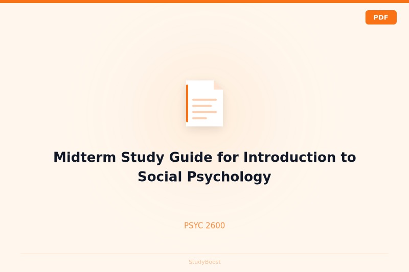 Midterm Study Guide for Introduction to Social Psychology