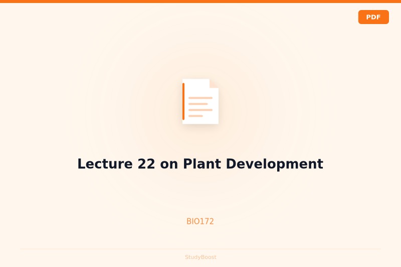 Lecture 22 on Plant Development