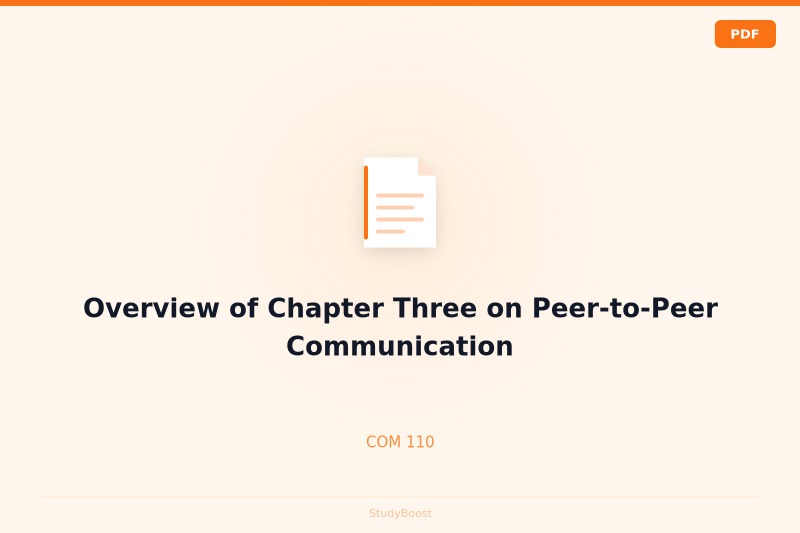 Overview of Chapter Three on Peer-to-Peer Communication